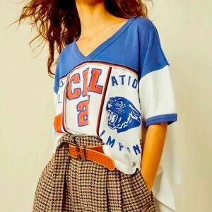 Free People Sporty Splice Oversize Ivory Tee (Size S) NEW WITH TAGS